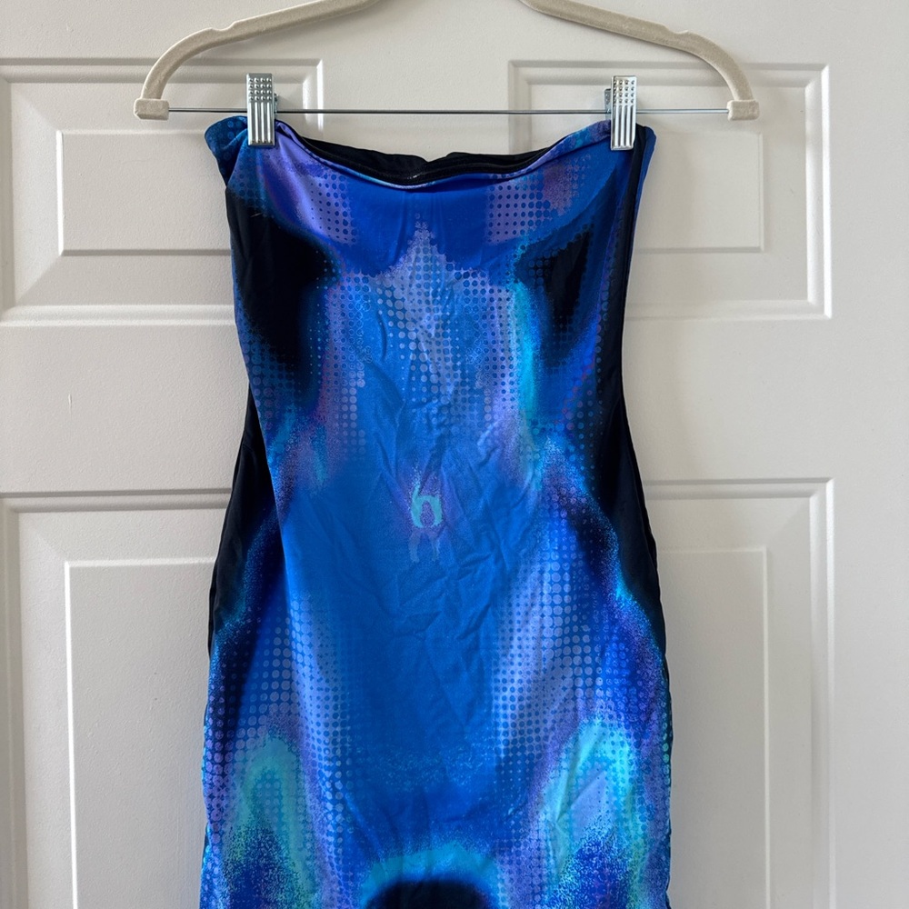 White Fox Boutique Blue Strapless Mini Dress